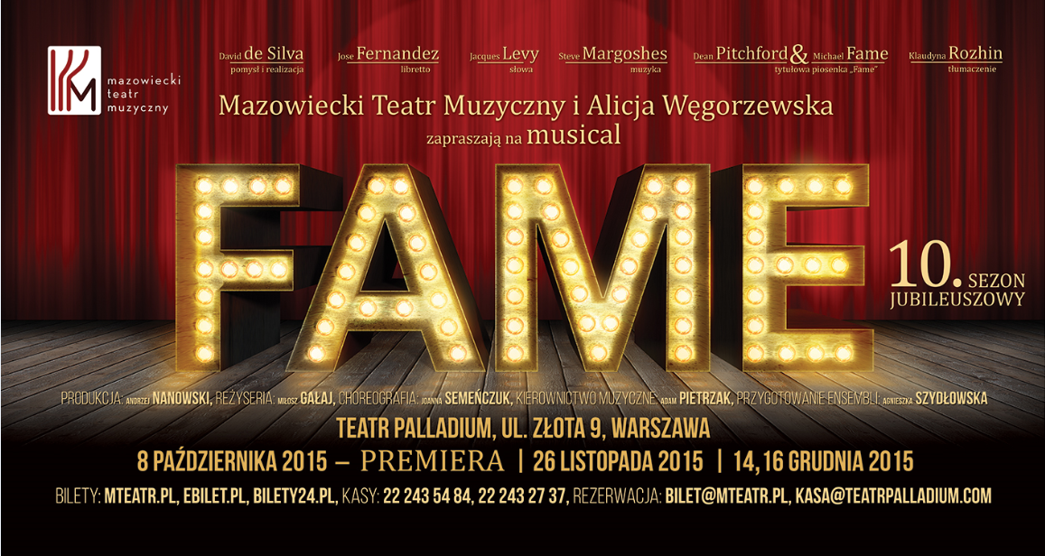 Musical Fame – PREMIERA 8.10.2015 – Teatr Palladium – godz. 19.00